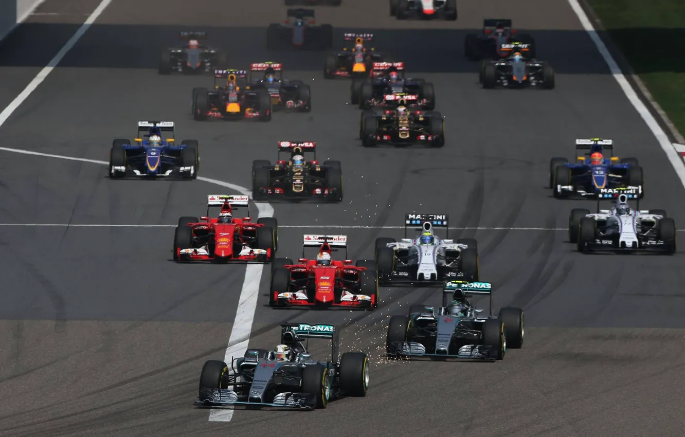 Фото обои Ferrari, Mercedes, formula