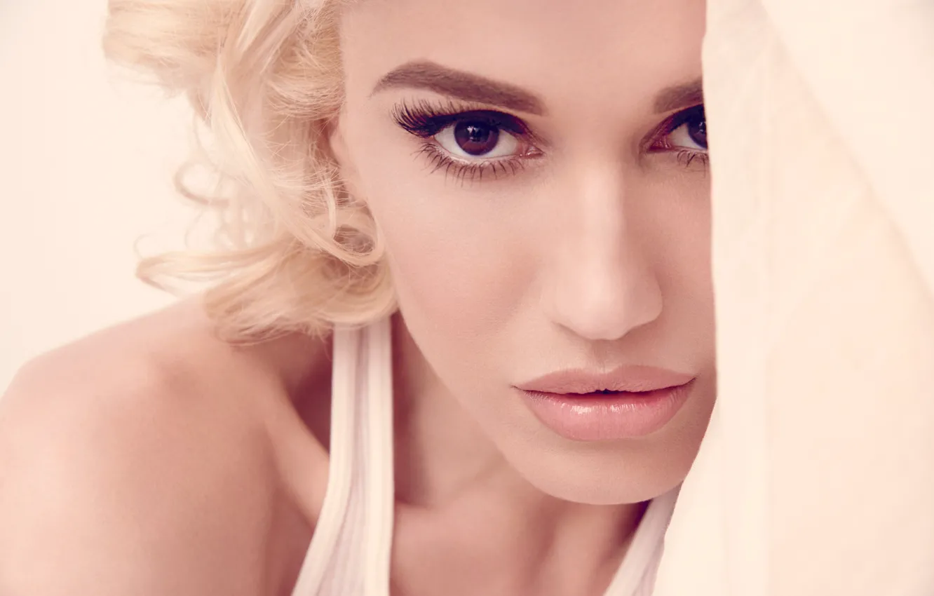 Фото обои глаза, взгляд, лицо, стиль, волосы, блондинка, губы, Gwen Stefani