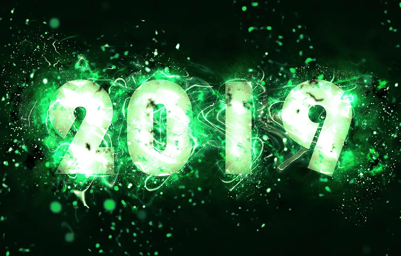 Фото обои абстракция, зеленый, Новый год, New Year, 2019