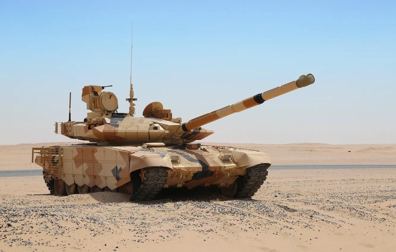Фото обои песок, пустыня, Т-90МС, танк РФ