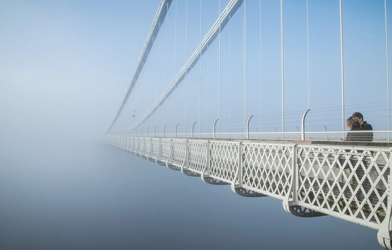 Фото обои мост, туман, пара, бесконечность