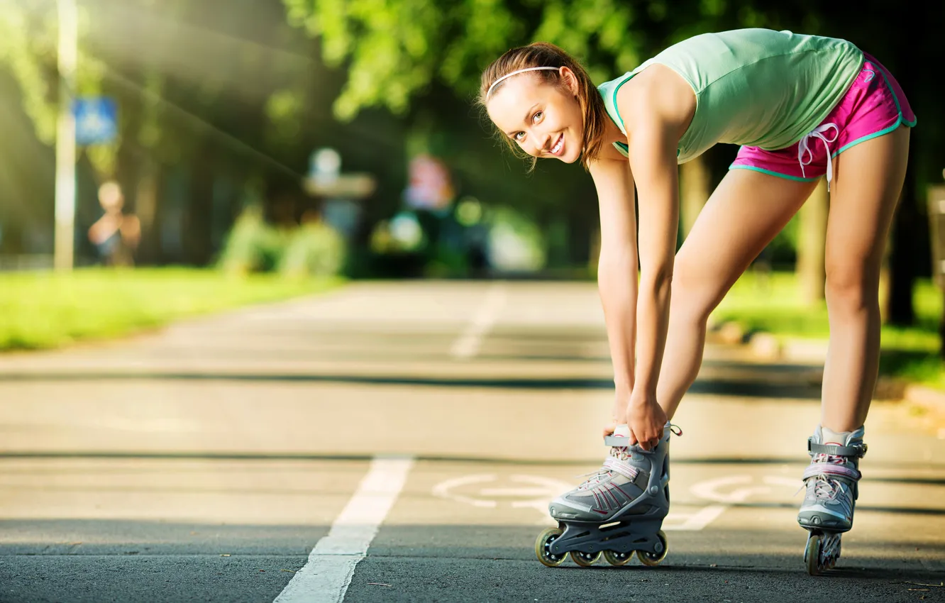 Фото обои green, colorful, girl, happy, exercise, fun, female, fitness