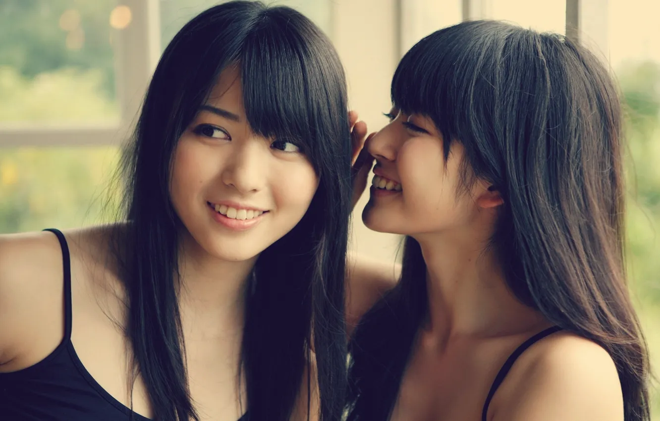 Фото обои девушки, улыбки, азиатки, подружки