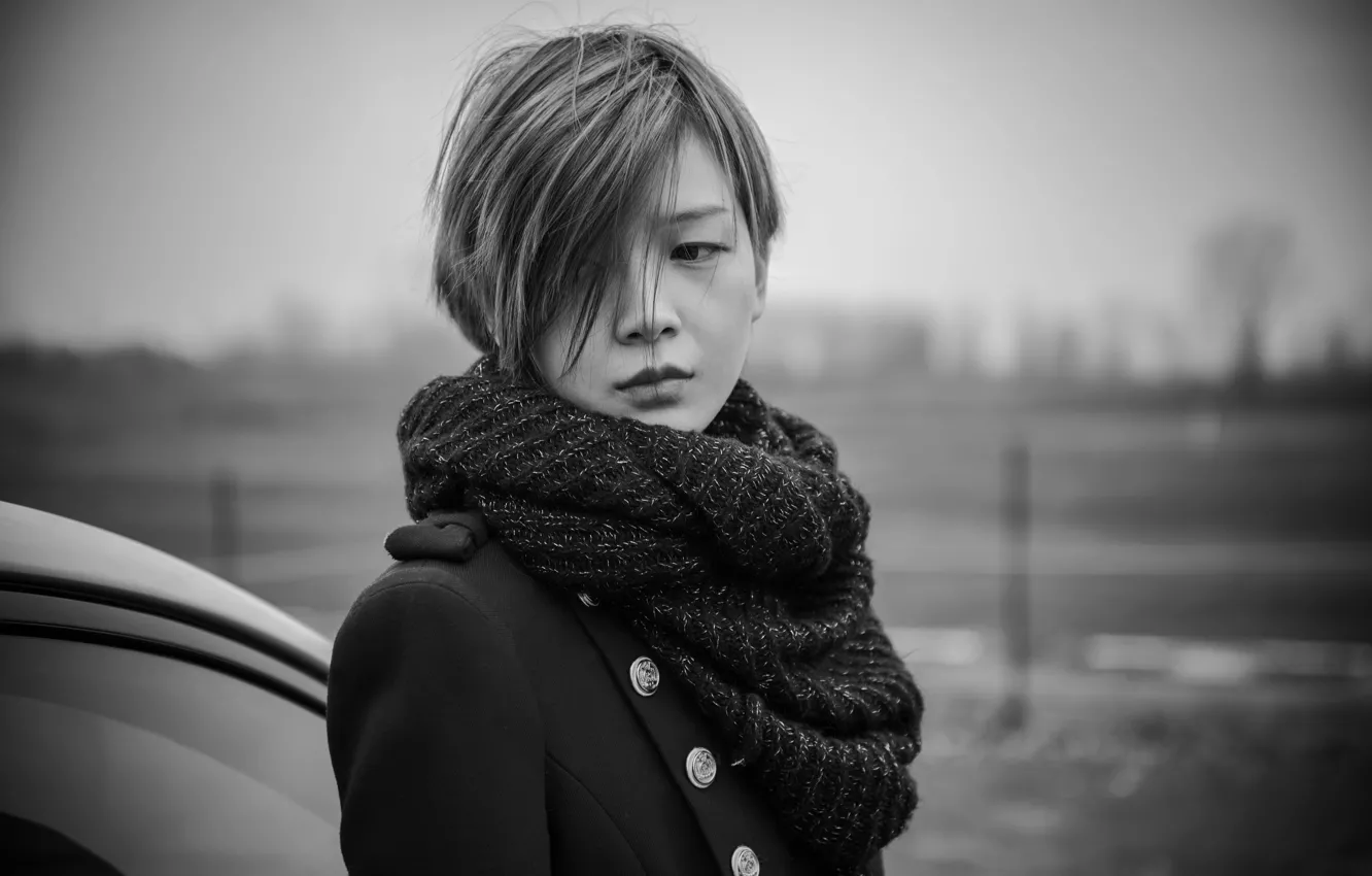 Фото обои стрижка, портрет, боке, lost in sadness