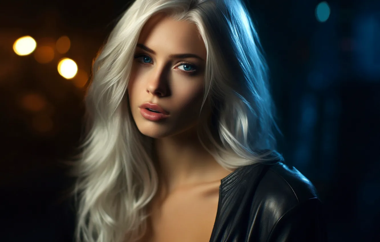 Фото обои взгляд, блондинка, голубые глаза, длинные волосы, blue eyes, Stable Diffusion, нейросеть