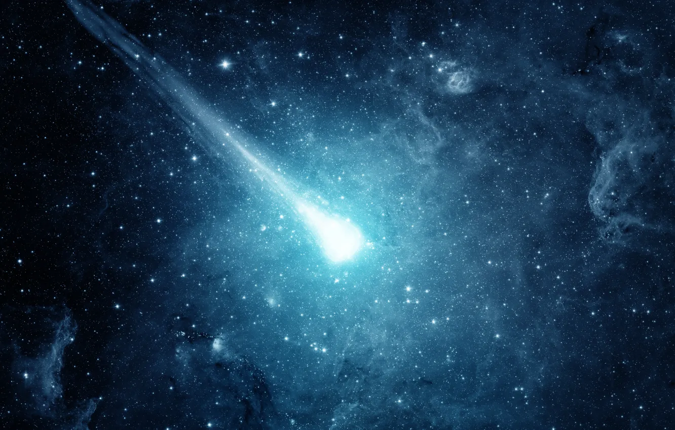 Фото обои light, blue, cosmos, Meteor