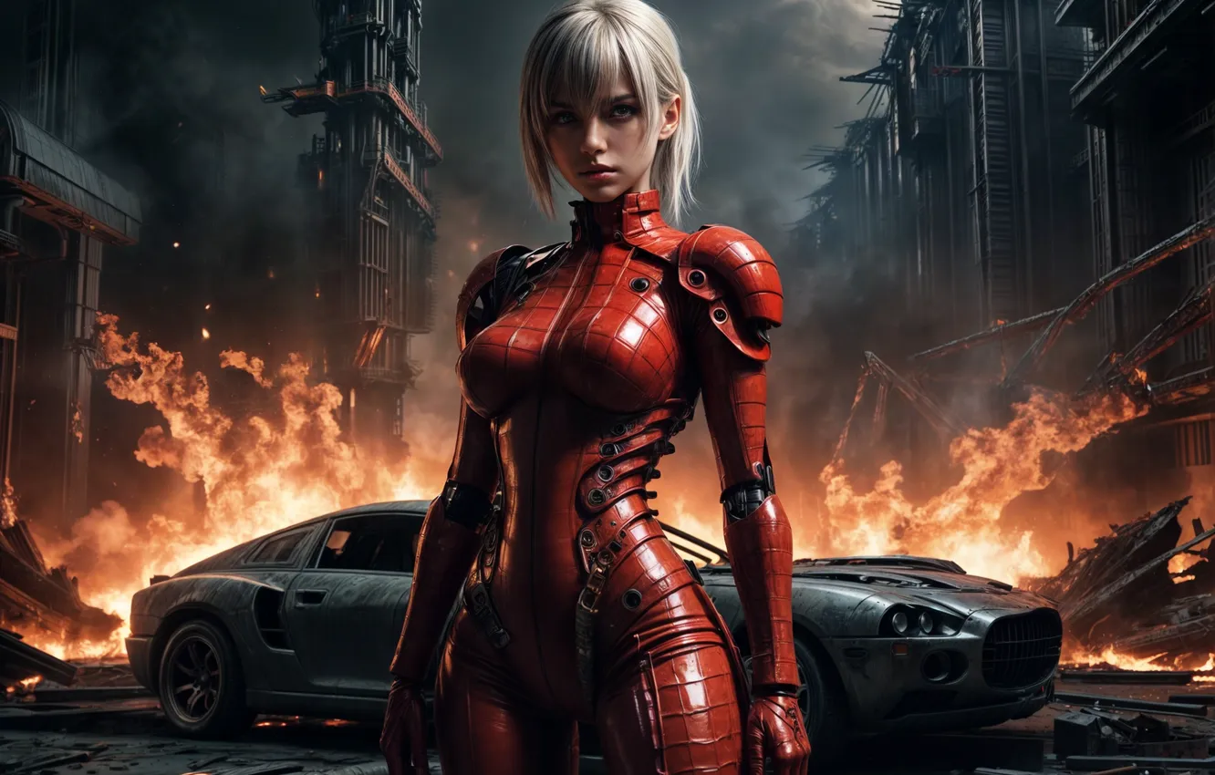 Фото обои девушка, Kristanna Loken, terminator, изображение сгенерировано ИИ