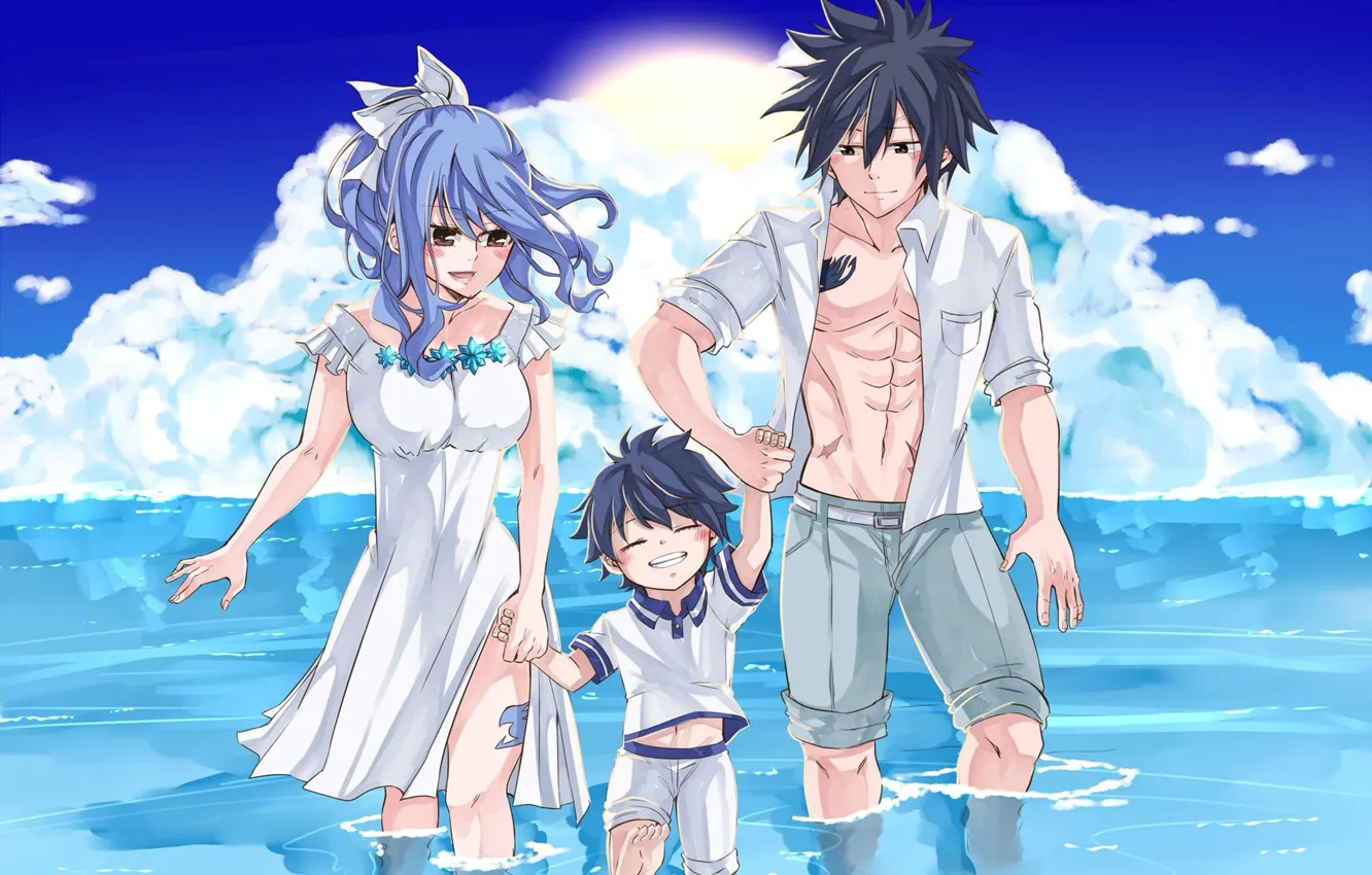 Фото обои Juvia Loxar, Gray Fullbuster, FAIRY TAIL, Giushia