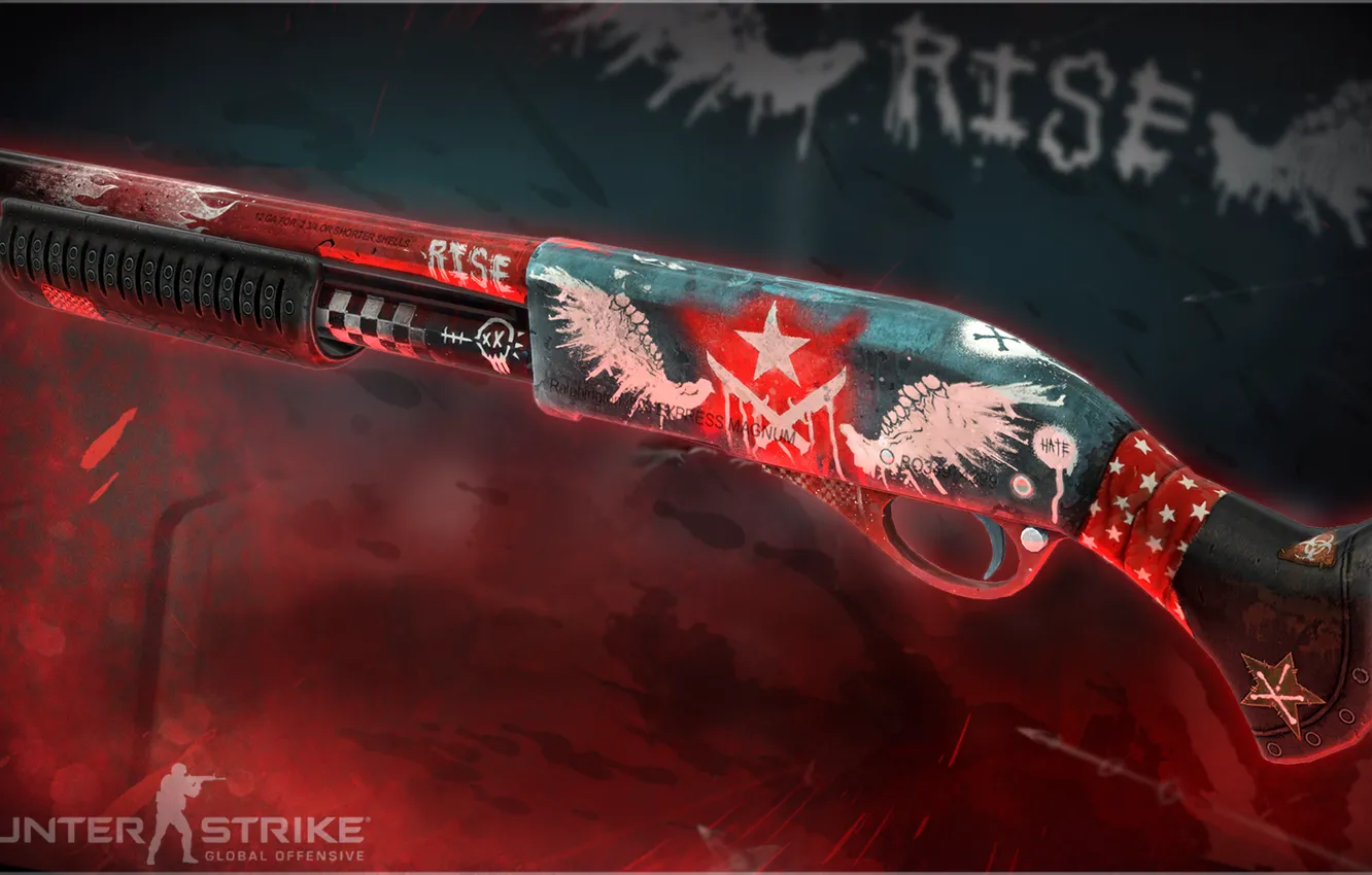 Фото обои пламя, крылья, зубы, символы, повязка, тряпка, финиш, rise