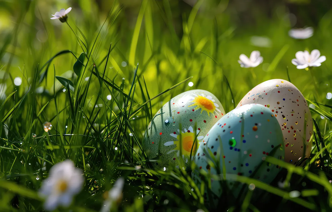 Фото обои цветы, яйца, весна, colorful, Пасха, happy, flowers, spring