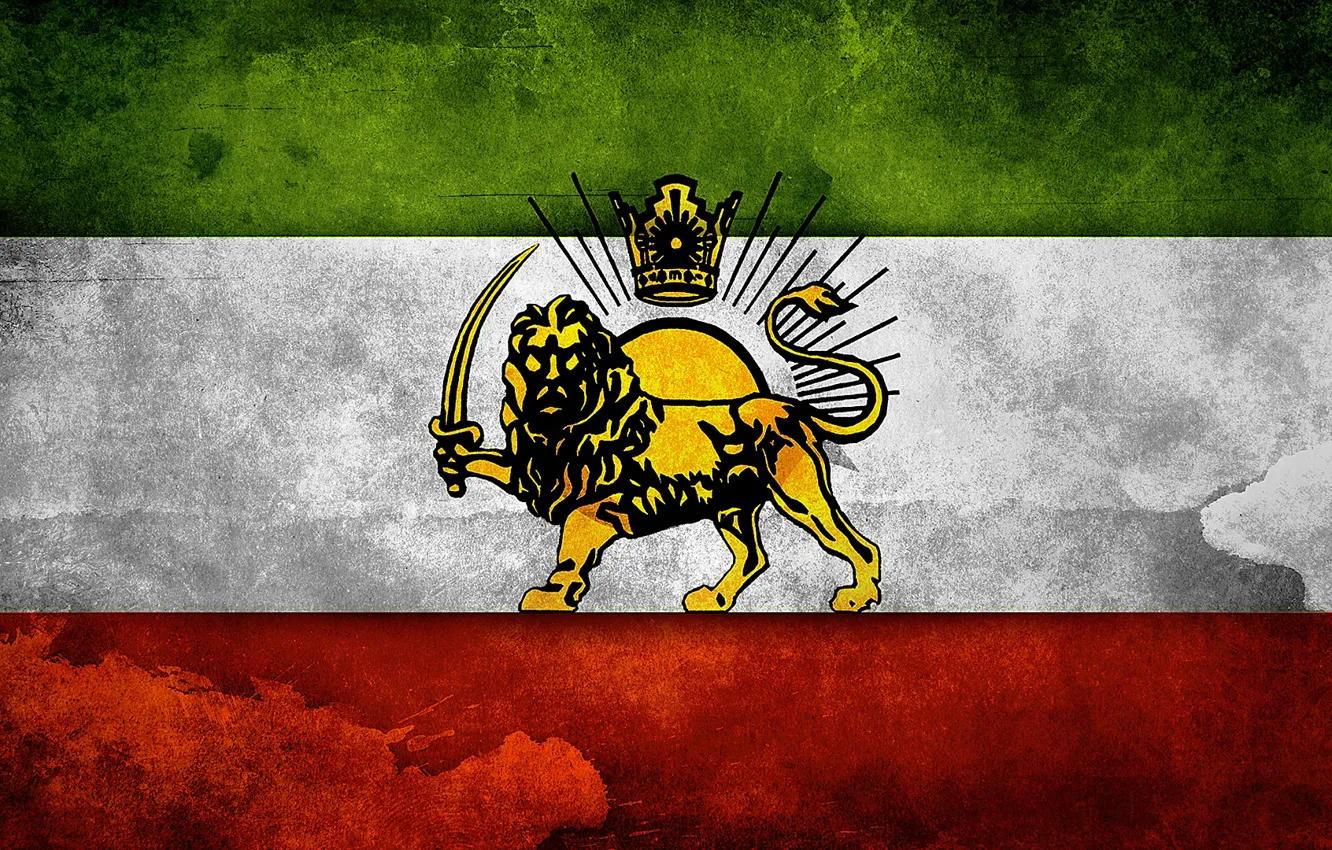 Фото обои Sun, Lion, Flag, Iran, Flag Of iran