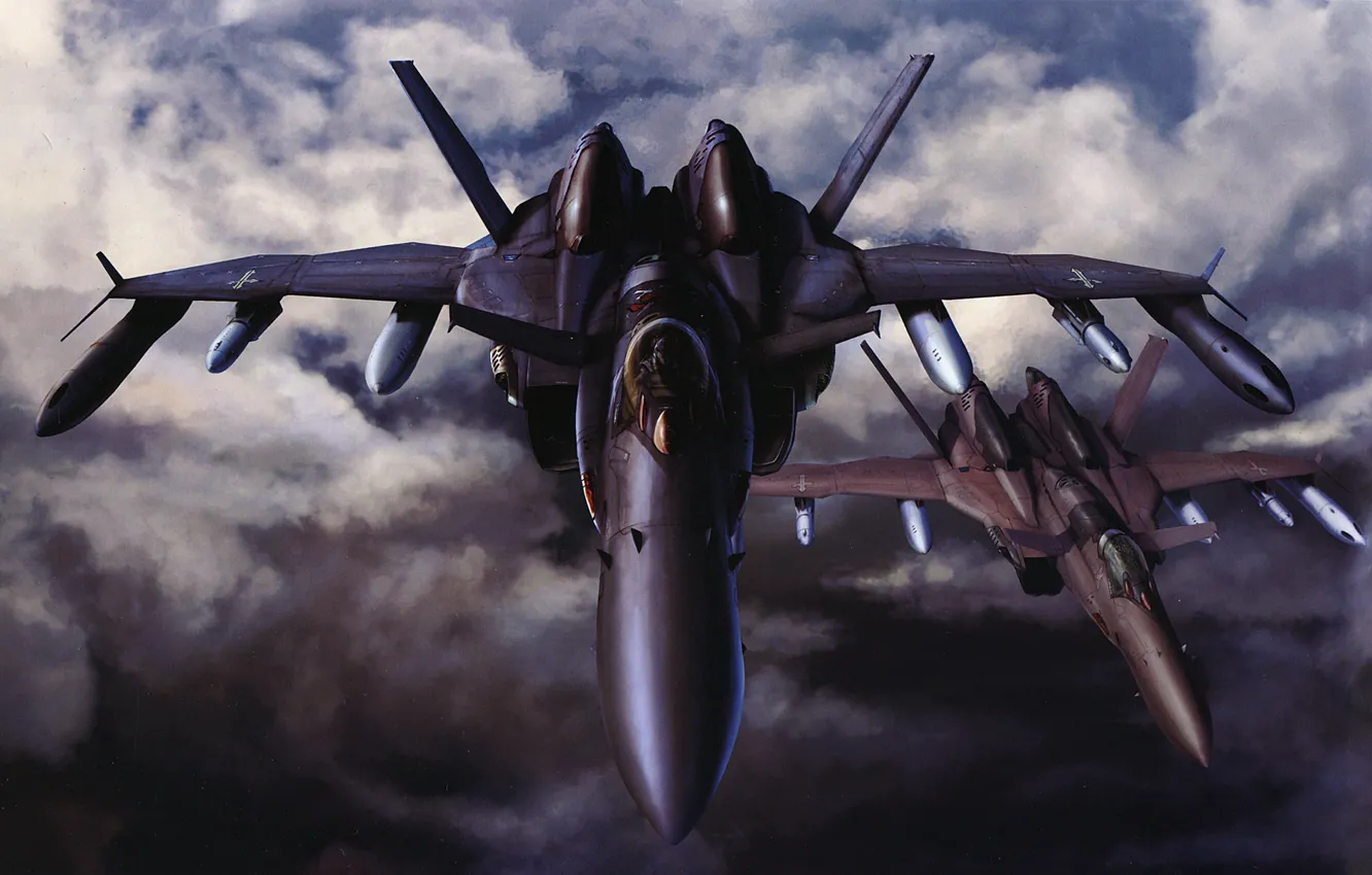 Фото обои небо, самолет, ракеты, бомбардировщик