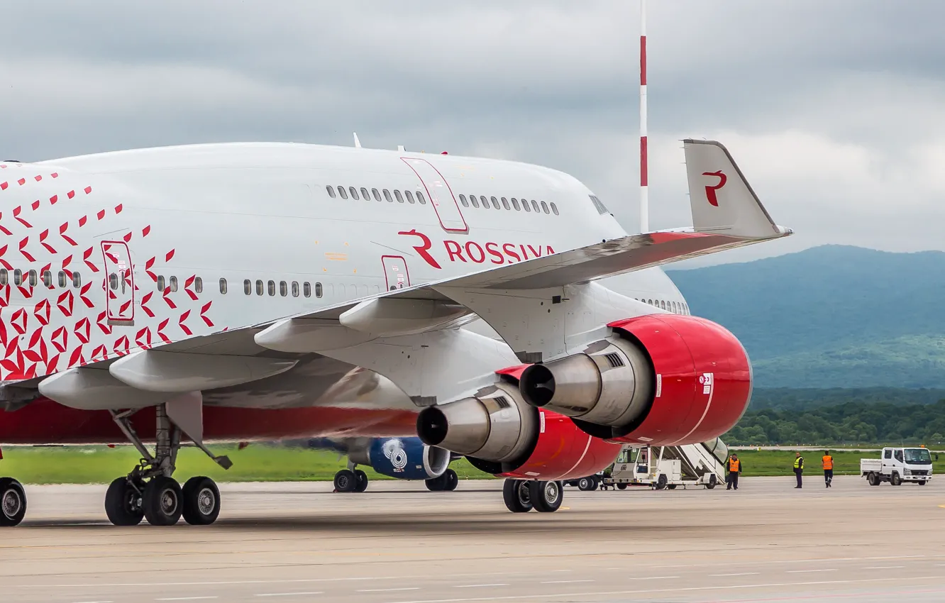 Фото обои Boeing, Россия, Russia, Боинг, 747, B-747, Авиакомпания, Б-747