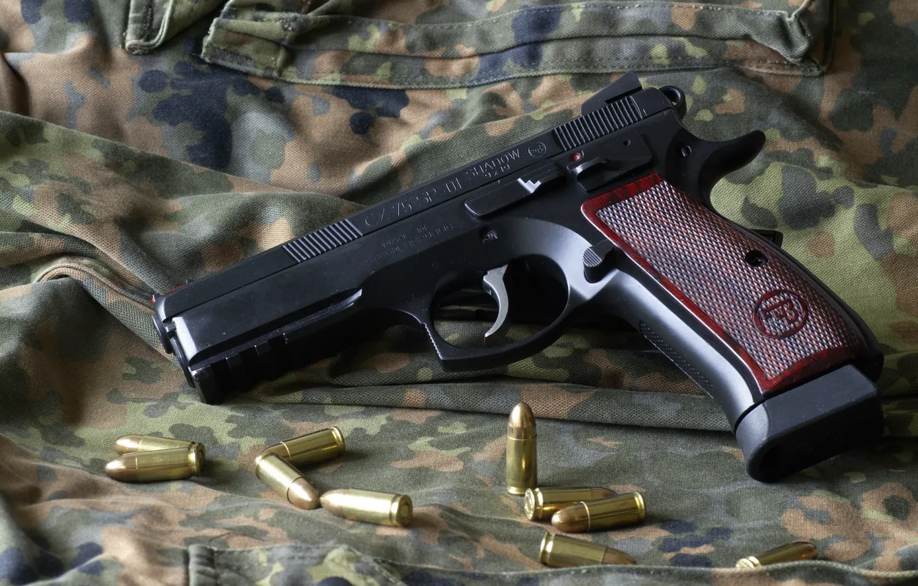 Фото обои пистолет, оружие, патроны, CZ75 Sp01 Shadow