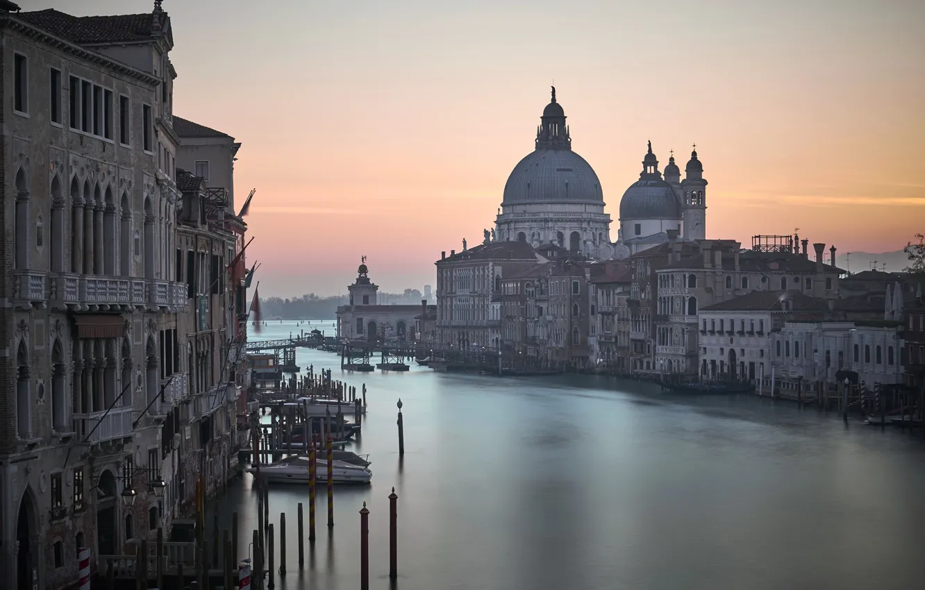 Фото обои закат, город, Венеция