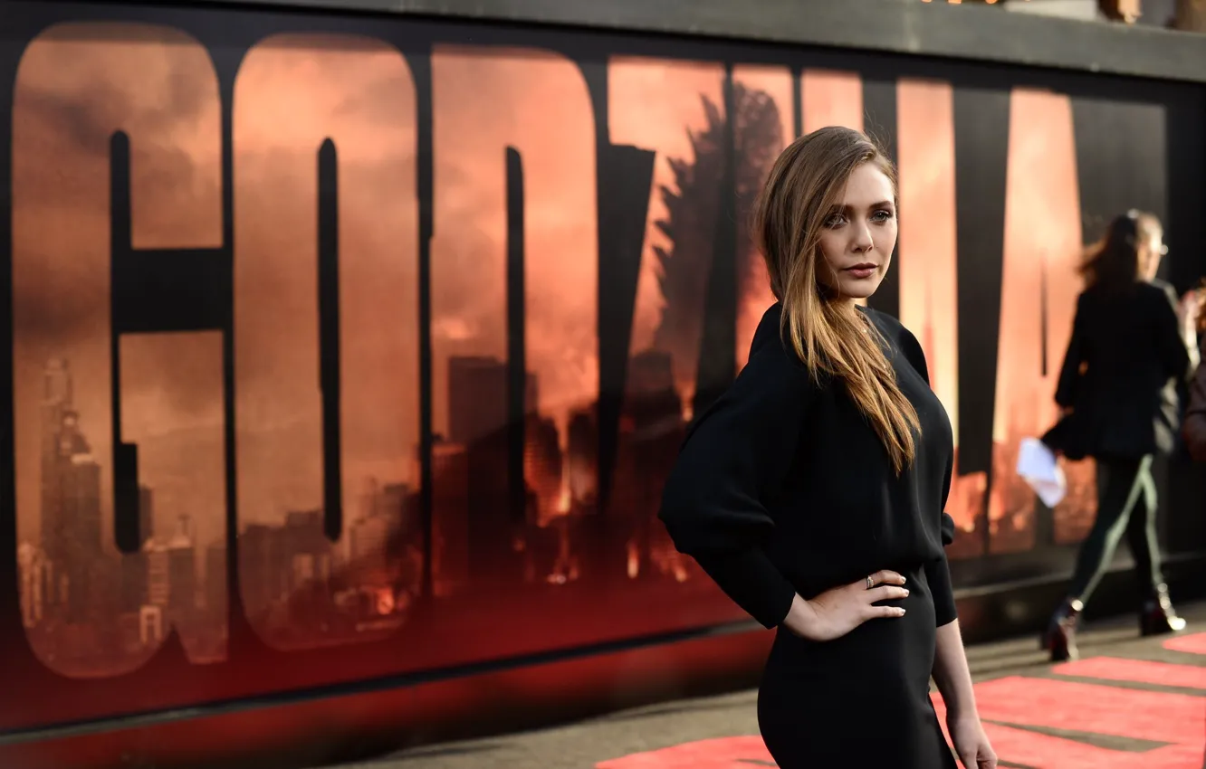Фото обои взгляд, поза, фигура, актриса, фотосессия, hair, Elizabeth Olsen, Элизабет Олсен