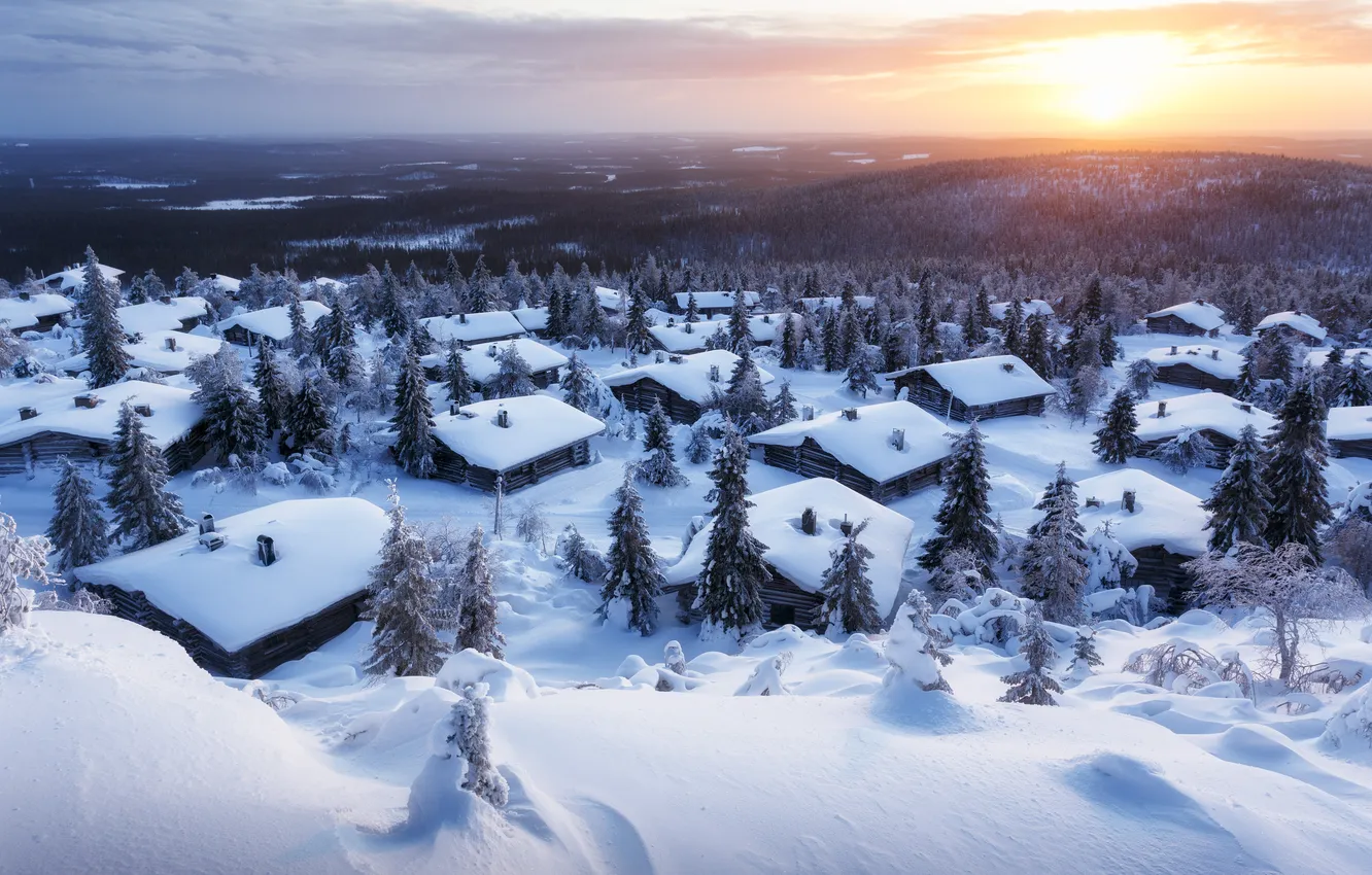 Фото обои ice, cabin, little houses