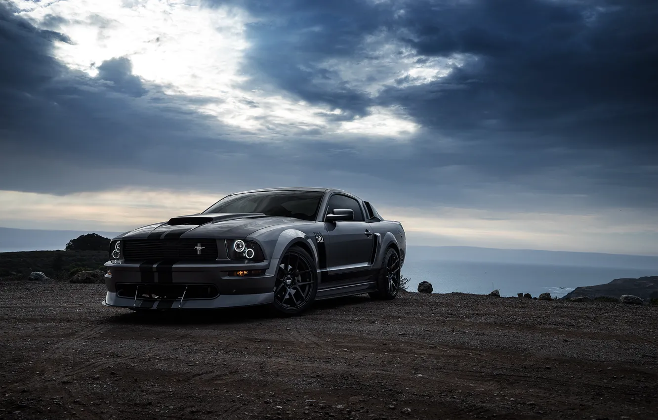 Фото обои Mustang, Ford, Muscle, Car, Front, Grey, San Francisco, Boss