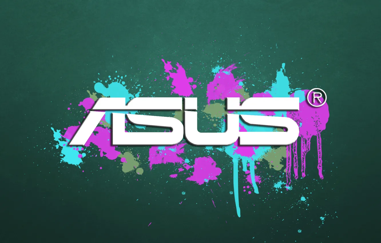 Фото обои брызги, краска, логотип, logo, Asus