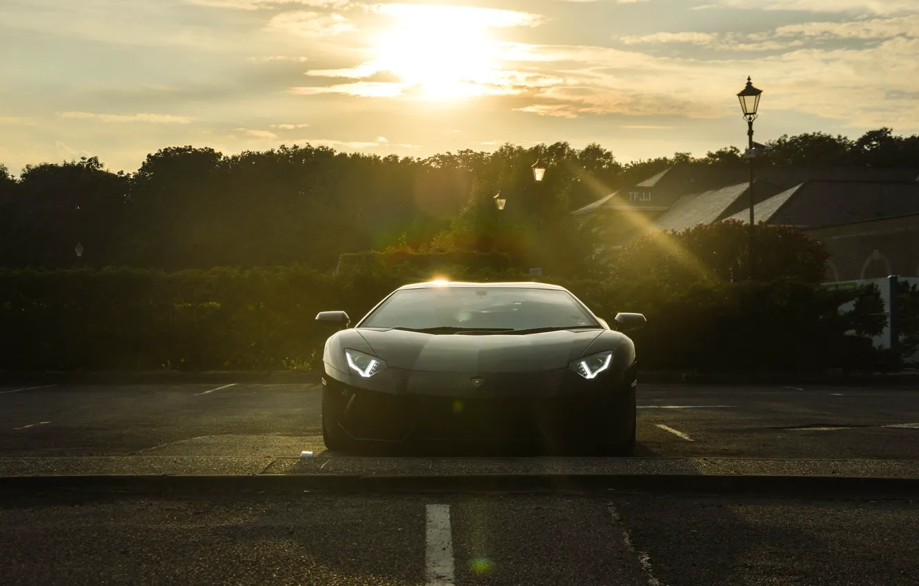 Фото обои Black, Sun, Aventador