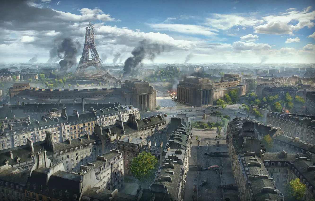 Фото обои Париж, Эйфелева башня, Paris, Art, Eiffel Tower, World of Tanks