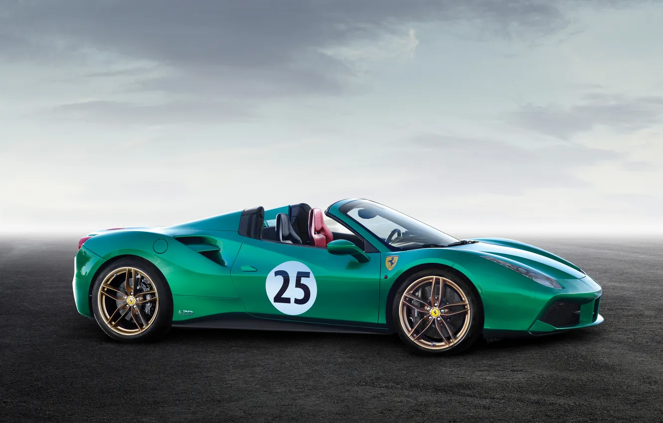 Фото обои Ferrari, 2016, 488, Ferrari 488 Spider "The Green Jewel"