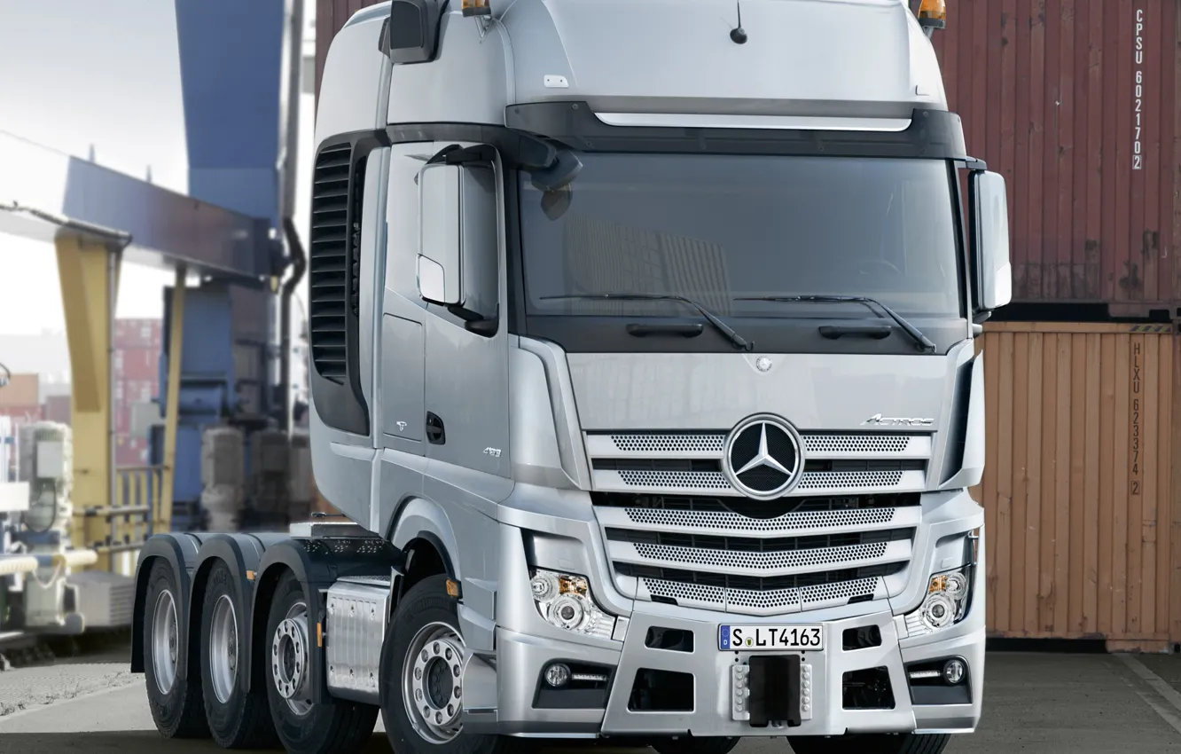 Фото обои порт, Mercedes, Benz, тягач, Actros