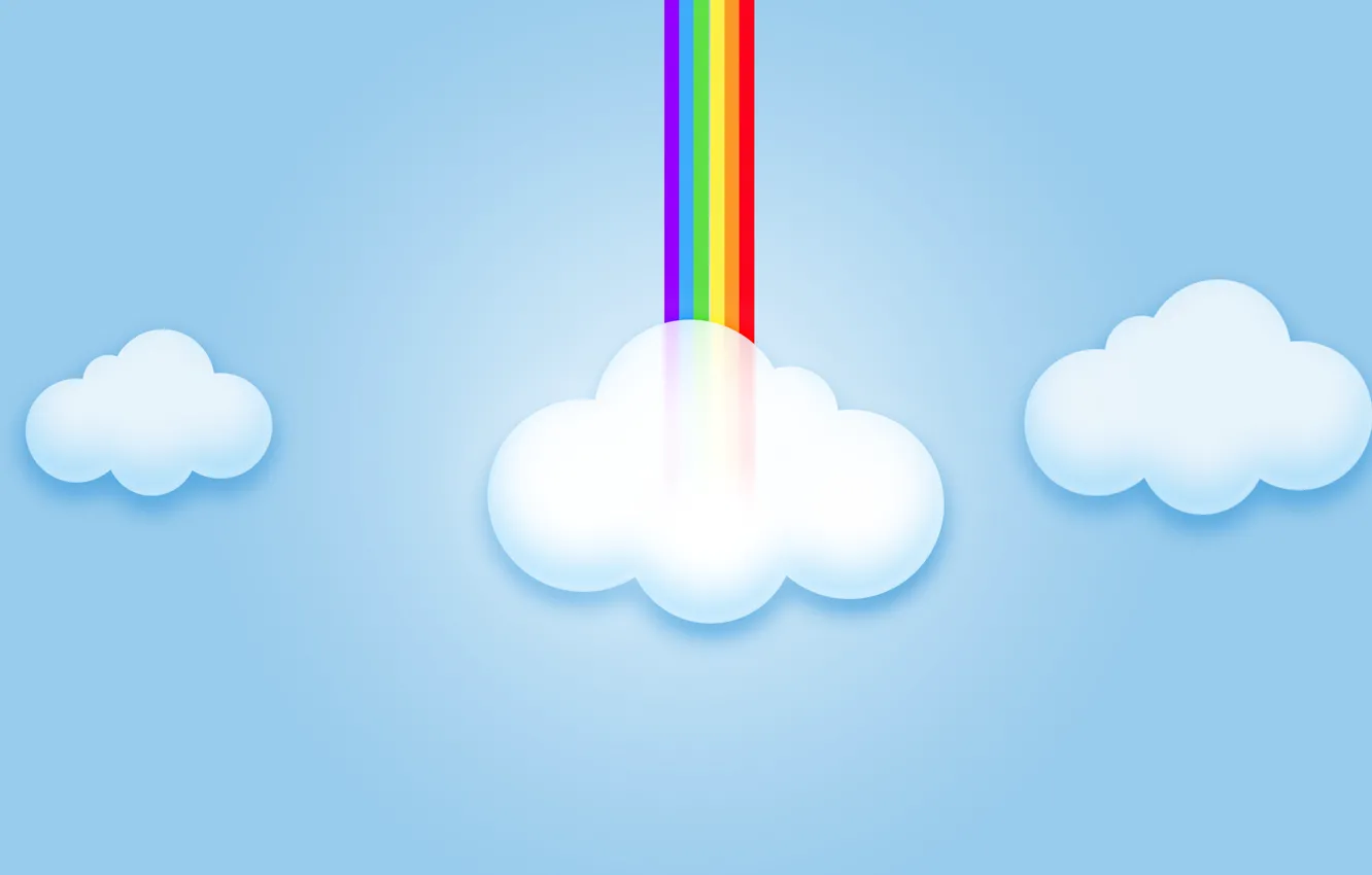 Фото обои небо, облака, радуга, компьютерная графика