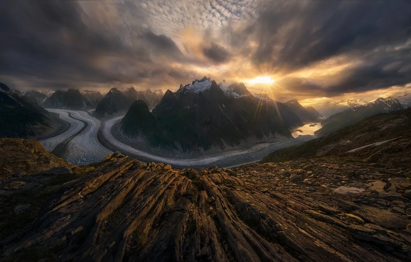 Фото обои clouds, alaska, mountain, glaciers