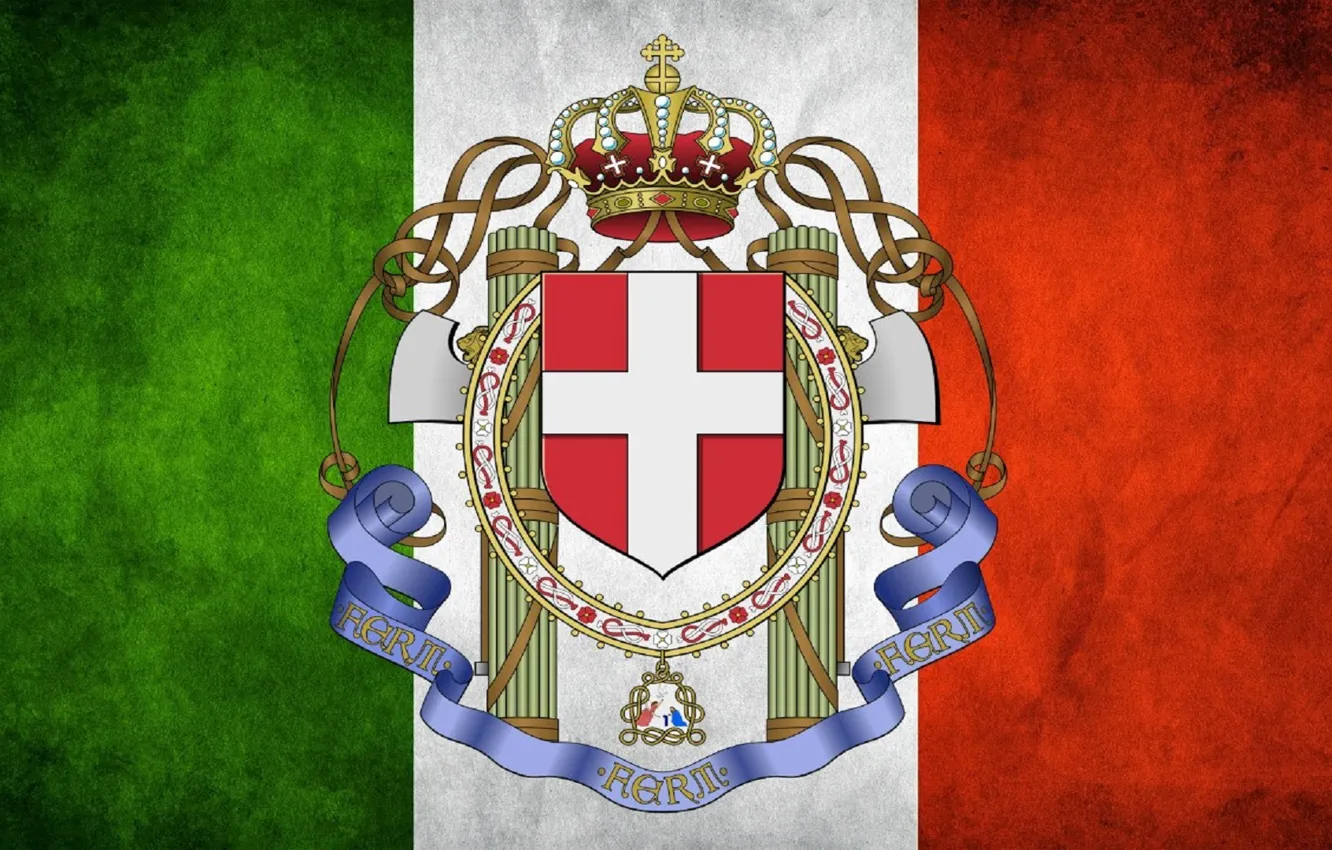 Фото обои Флаг, Италия, герб, Фашизм, фасции