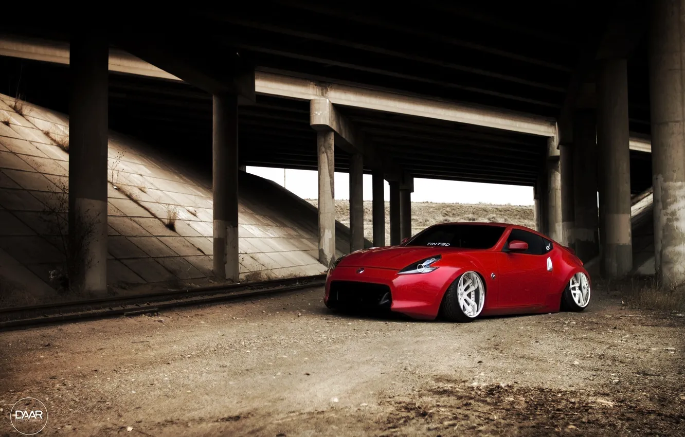 Фото обои мост, nissan, red, japan, ниссан, jdm, tuning, 370z