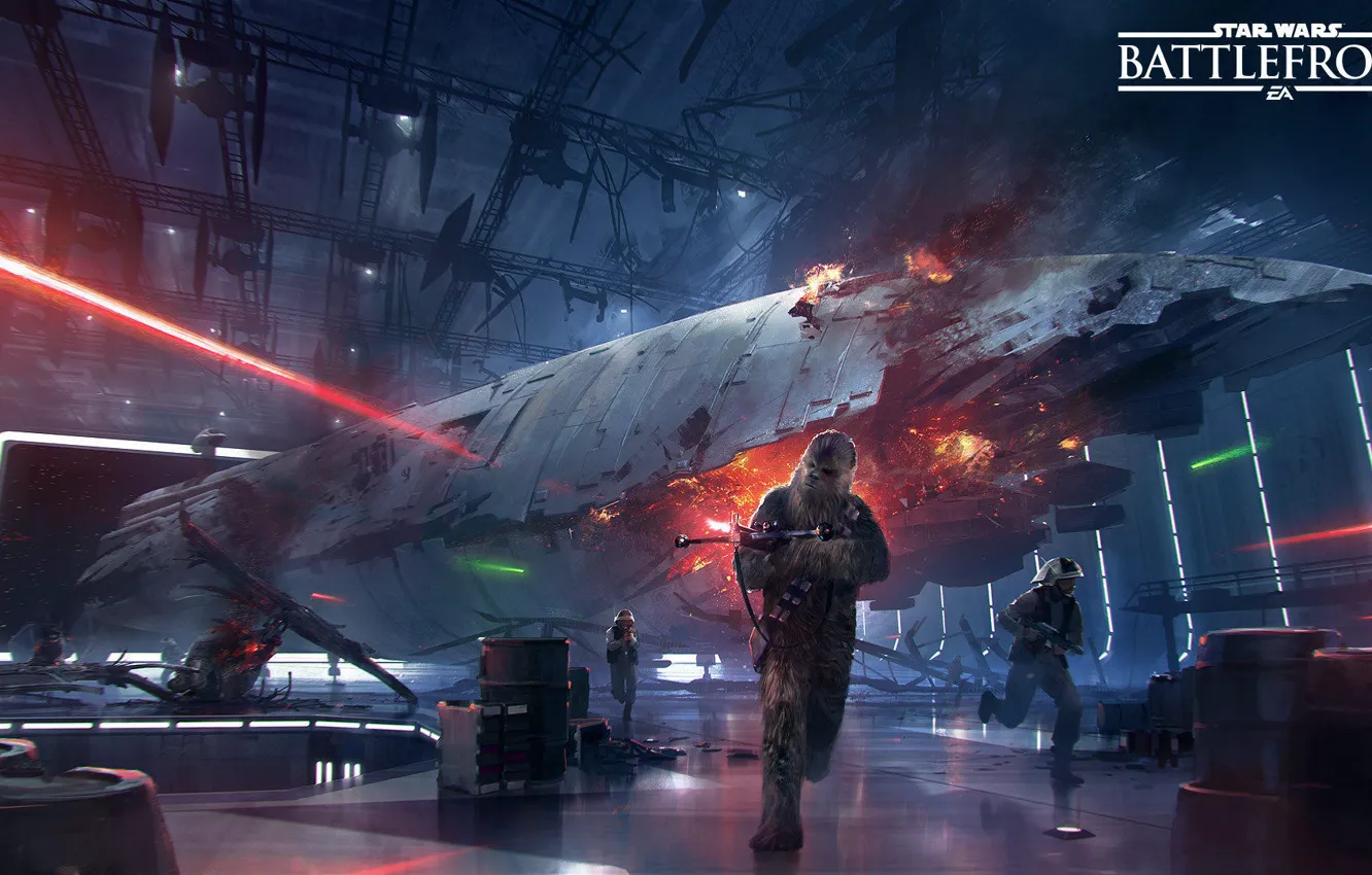 Фото обои игры, Electronic Arts, DICE, Звезда Смерти, Чубакка, Повстанцы, Chewbacca, Death Star