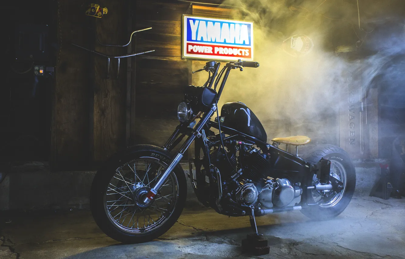 Фото обои дым, yamaha, moto, bike, v star