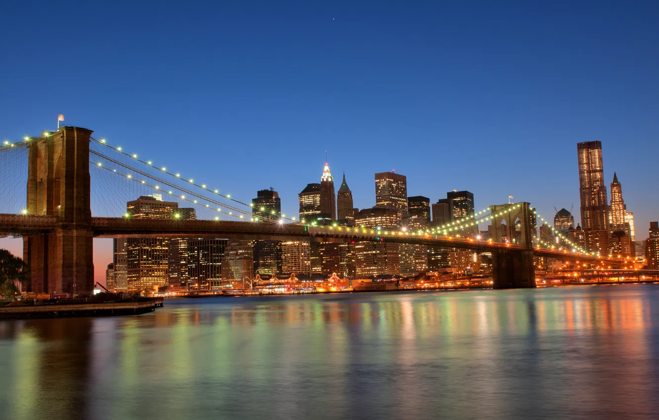 Фото обои Нью-Йорк, США, Бруклинский мост, Brooklyn Bridge