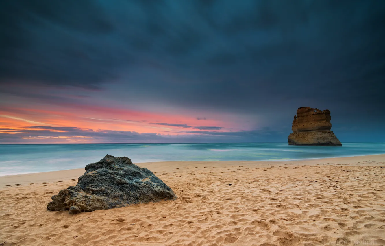Фото обои песок, море, вода, скала, океан, берег, камень