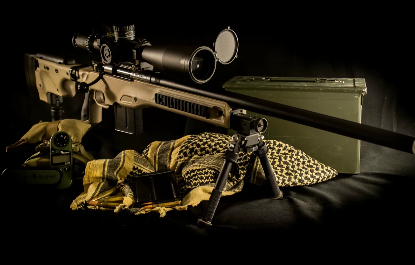 Фото обои оружие, ткань, ящик, винтовка, снайперская, AE MKIII, Accuracy International