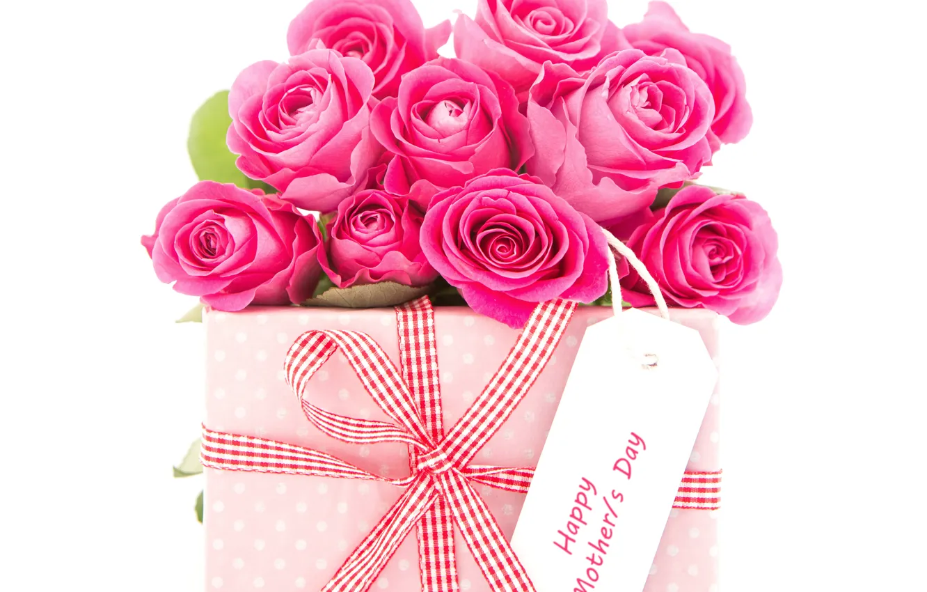 Фото обои подарок, розы, бант, 8 марта, Roses, gift, Bouquets