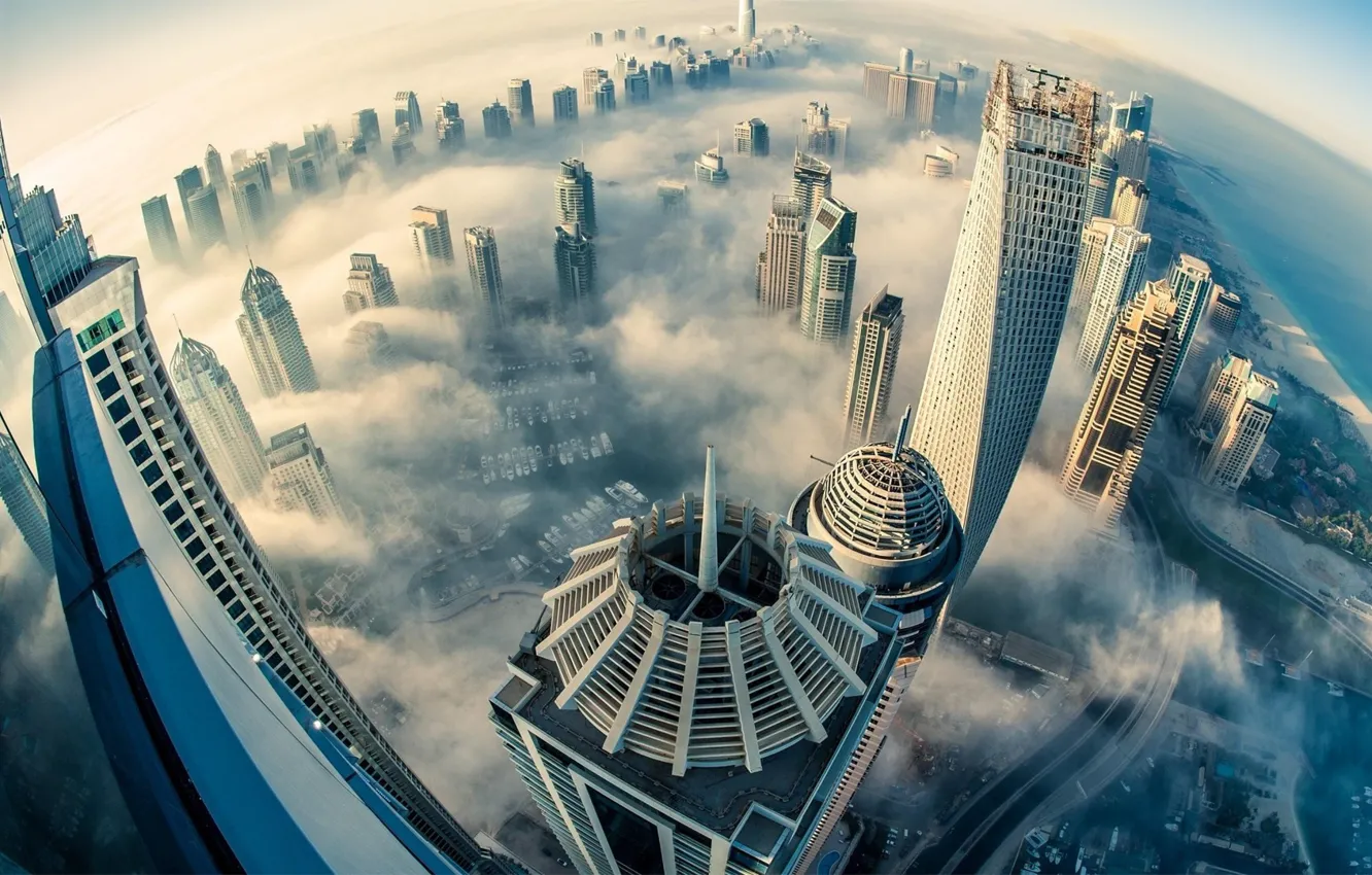 Фото обои небо, город, туман, Дубаи, Дубай, ОАЭ