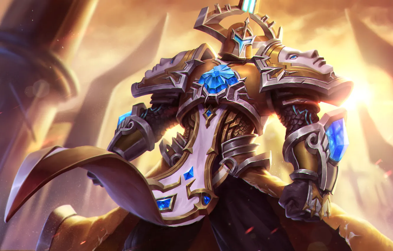 Фото обои воин, арт, шлем, кристал, art, доспех, Zenith, Heroes of Newerth