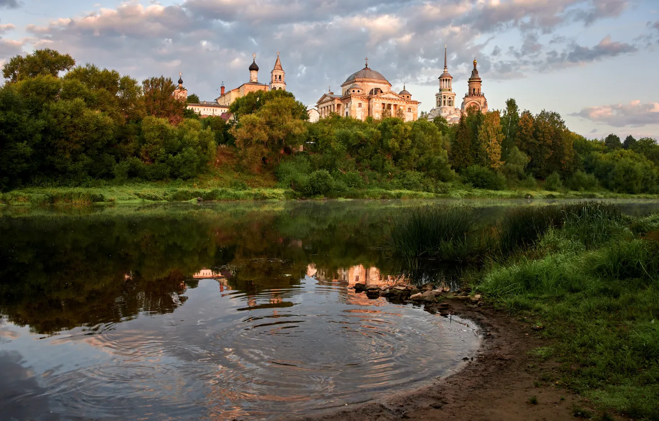 Фото обои вода, пейзаж, природа, храм, водоём, Игорь Приданников