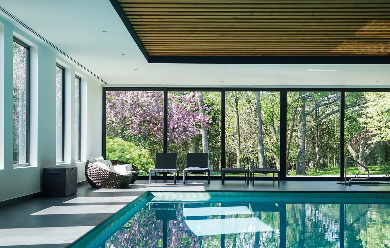 Фото обои вилла, интерьер, бассейн, помещение, Luxury House, villa Echo
