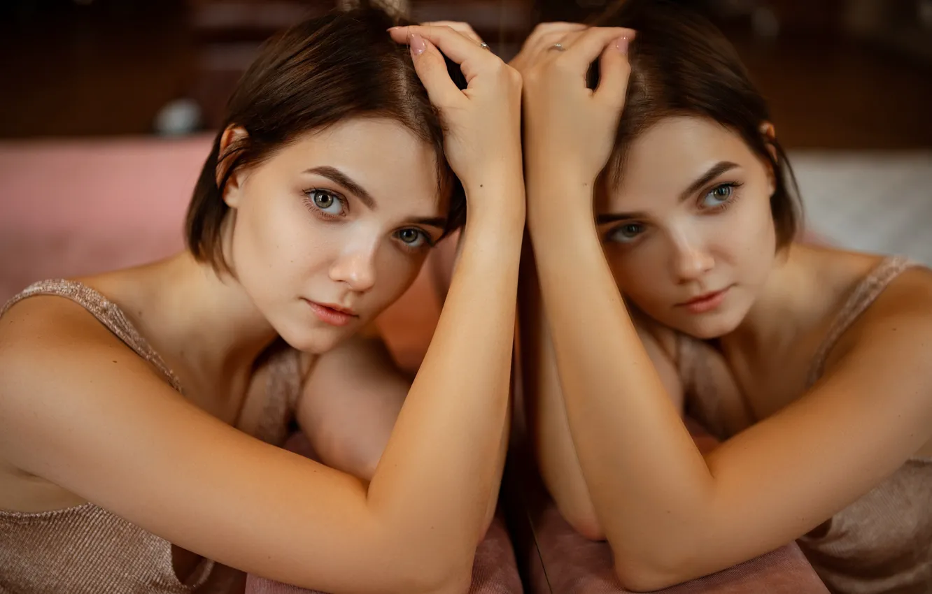 Фото обои девушка, отражение, Андрей Жуков, Victoria Sokolova, Виктория Соколова