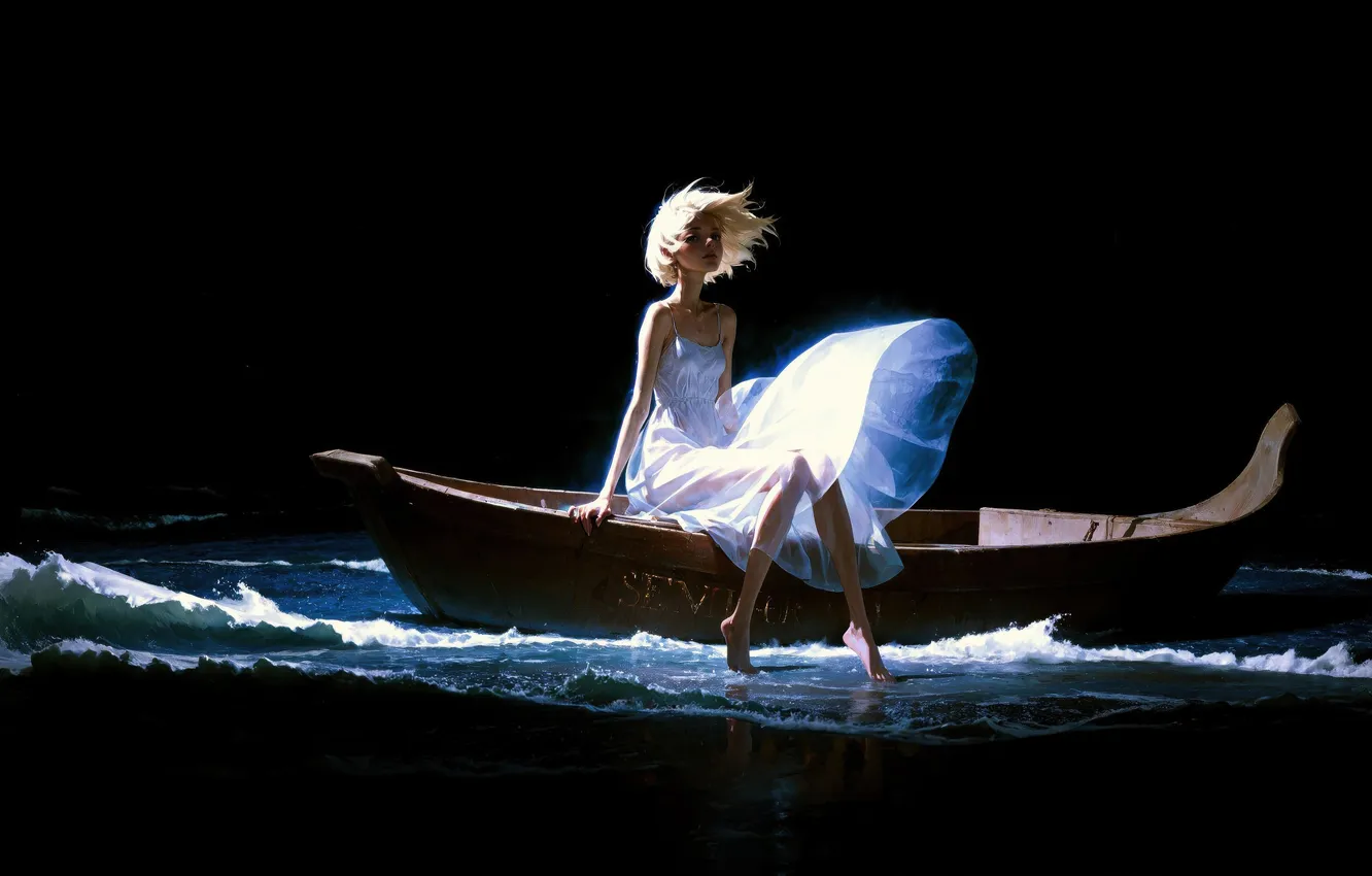 Фото обои white, dress, water, dancer, ballet