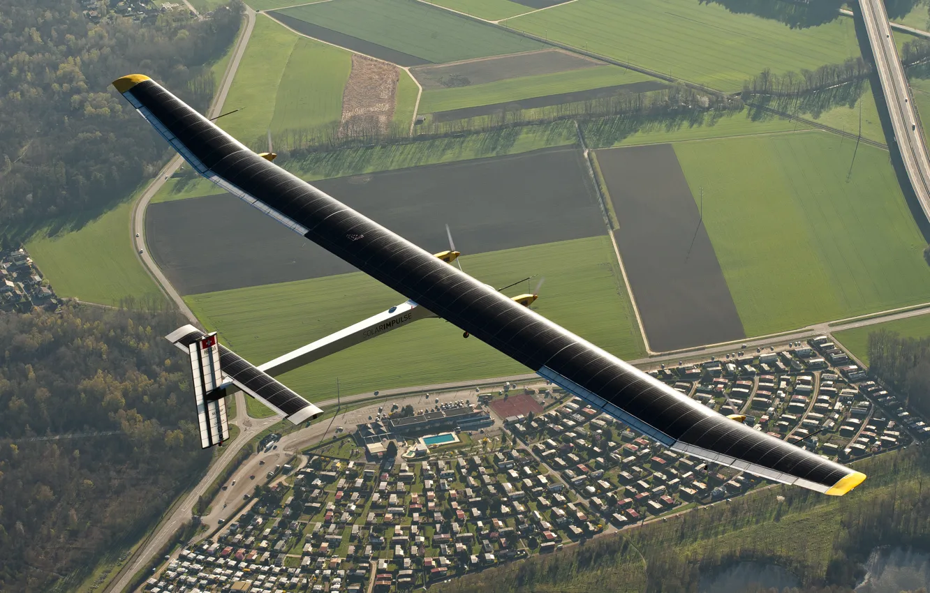 Фото обои самолет, solar impulse, солнечная энергия