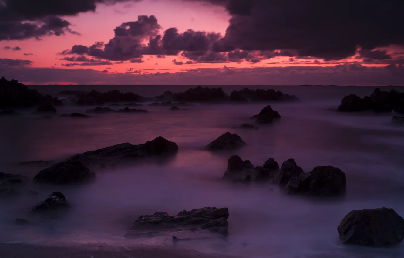 Фото обои море, закат, природа, камни