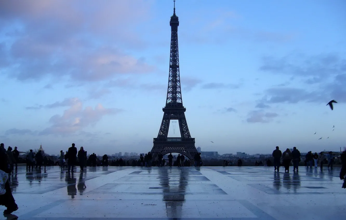 Фото обои синий, Париж, башня