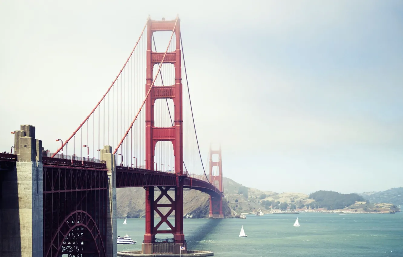 Фото обои мост, город, Калифорния, Сан-Франциско, Золотые Ворота, США, Бэй-бридж