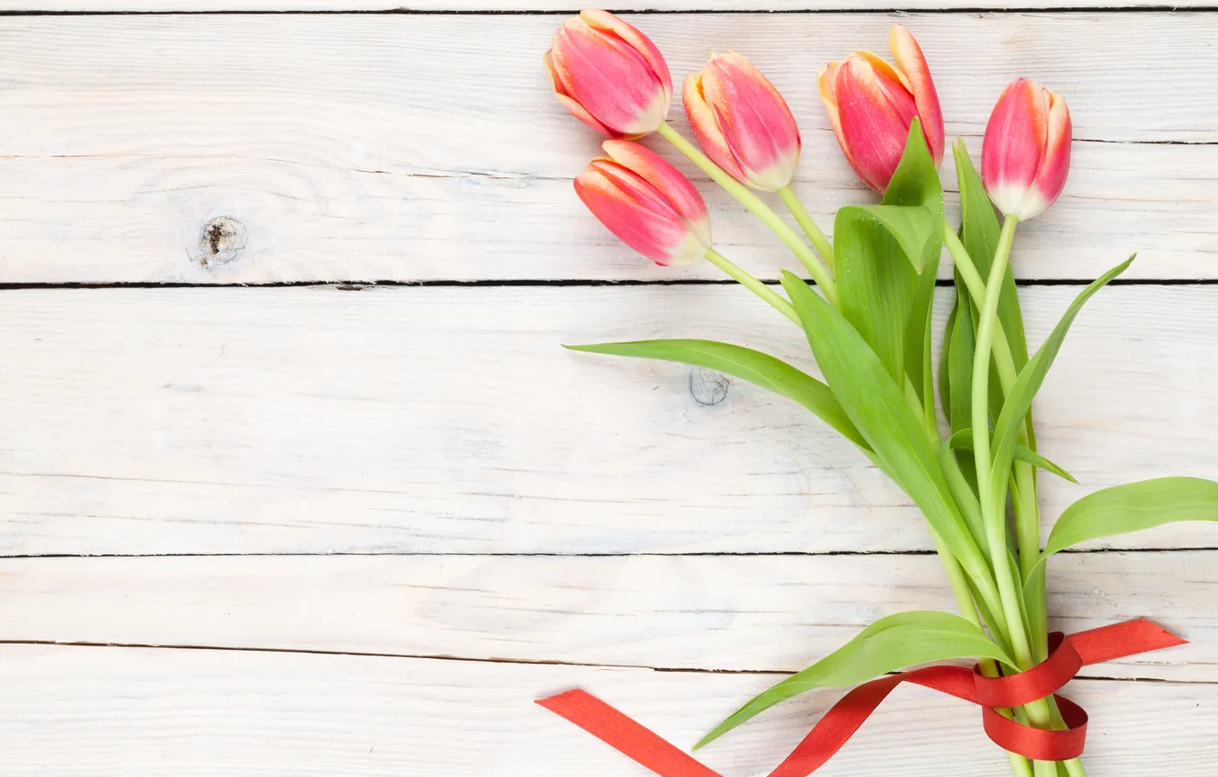 Фото обои цветы, букет, тюльпаны, red, wood, flowers, tulips, spring