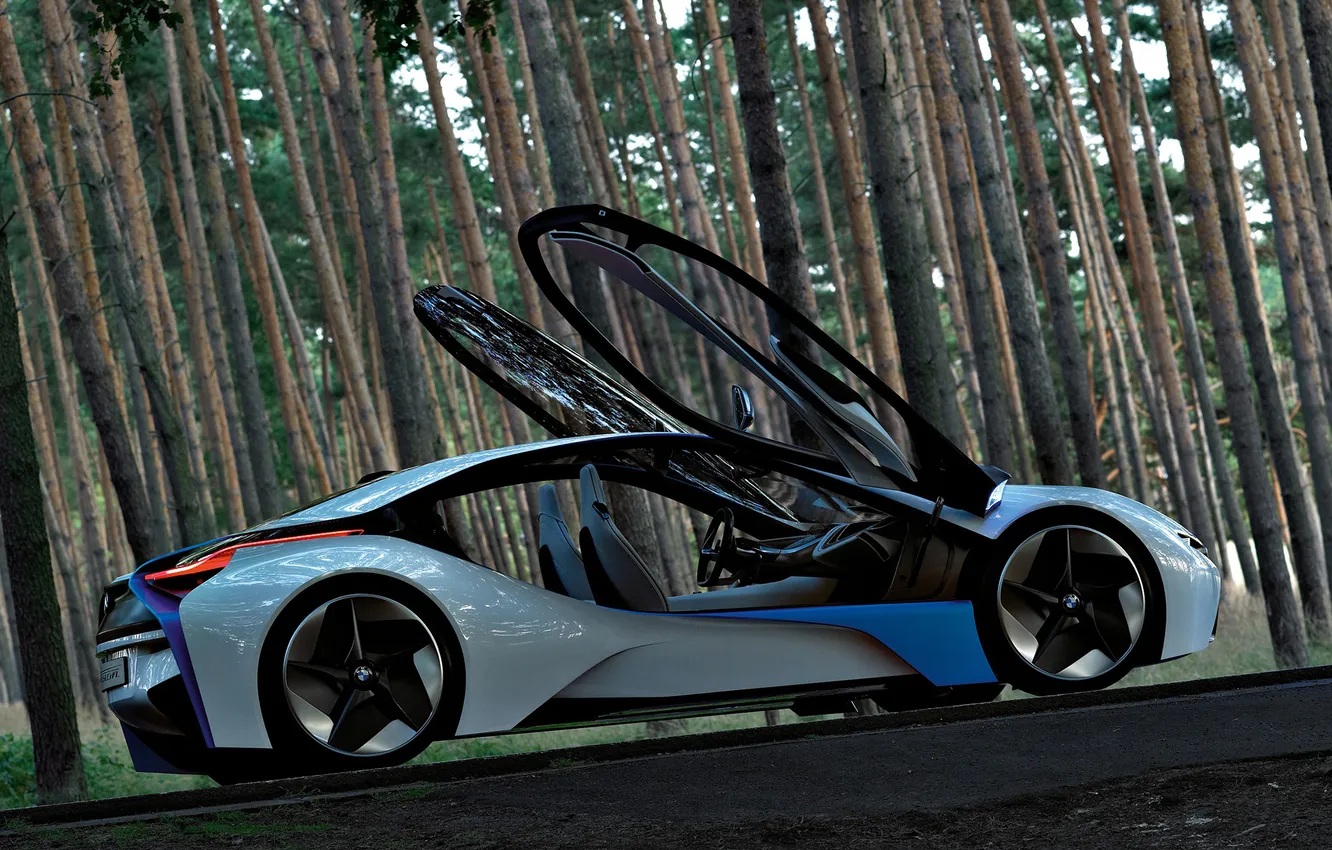 Фото обои авто, Concept, лес, двери, BMW, Vision, EfficientDynamics