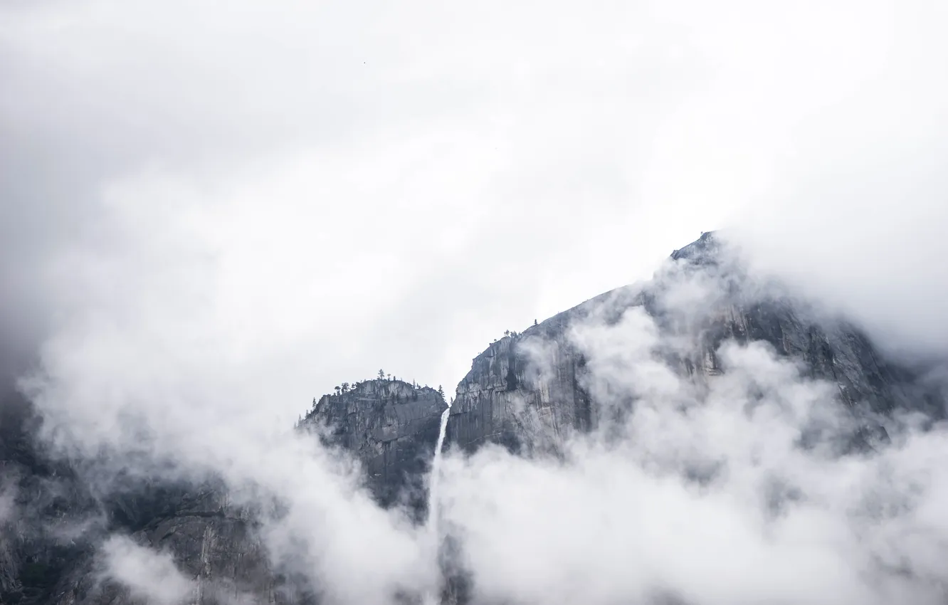 Фото обои пейзаж, горы, природа, туман